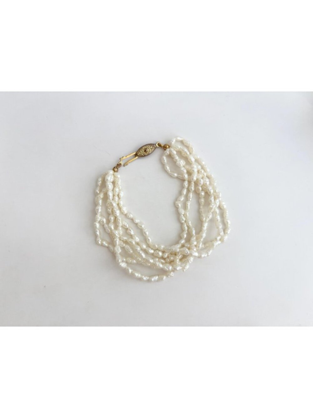 Multi Strand Genuine Rice Pearl Vintage Beaded 6 Strand Bracelet - 8" - Picture 2 of 16
